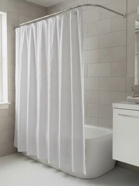 NEW Room Essentials White Waffle Weave Shower Curtain Minimalist Solid Color
